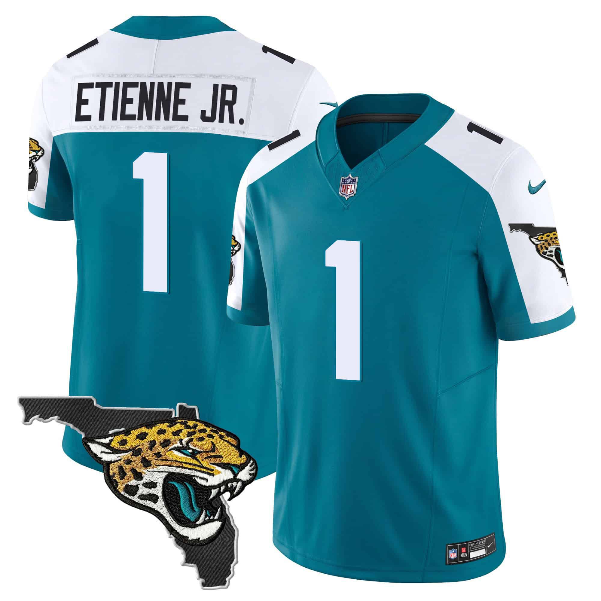 Men Jacksonville Jaguars #1 Etienne jr Green 2024 Nike Florida Patch Vapor NFL Jersey->indianapolis colts->NFL Jersey